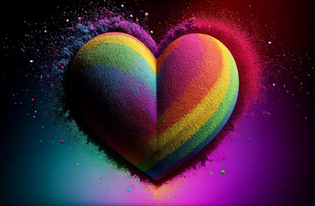 Bright rainbow powder heart. Valentine's card.の素材