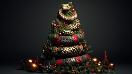Snake in the form of a Christmas tree.の素材