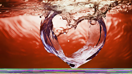 Postcard for Valentine's Day. Heart made of water splash.の素材