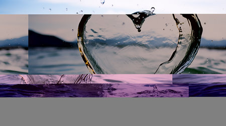 Heart made of splashes of water. Valentine's cardの素材