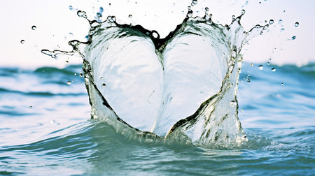 Heart made of splashes of water. Valentine's cardの素材