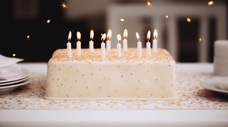 Cake with candles and bokeh.の素材