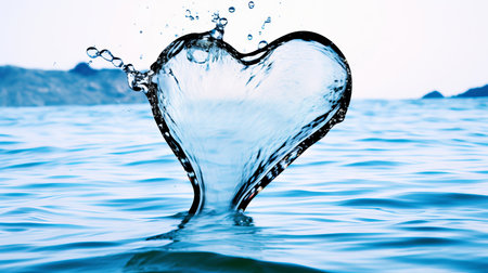 Heart made of splashes of water. Valentine's cardの素材