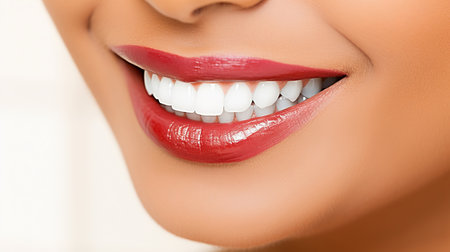 Women's perfect smile with white veneers.の素材