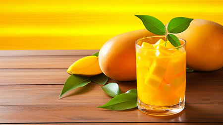 A glass of fresh mango drink.の素材