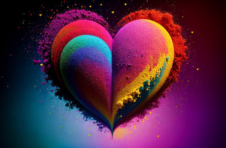 Bright rainbow powder heart. Valentine's card.の素材