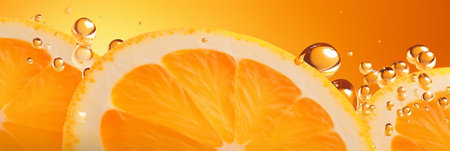 Banner orange with orange and splashes of water.の素材