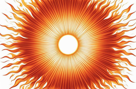 Sun with rays on a white background.の素材