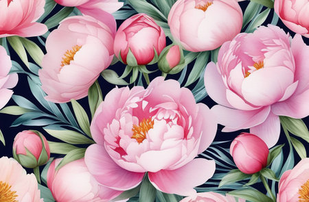 Pink peonies on a white background.の素材