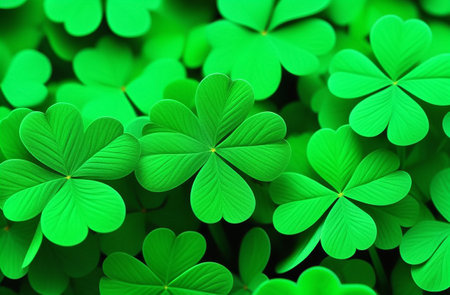 Green background of shamrocksの素材