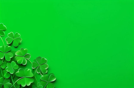 Shamrocks on a green background.の素材