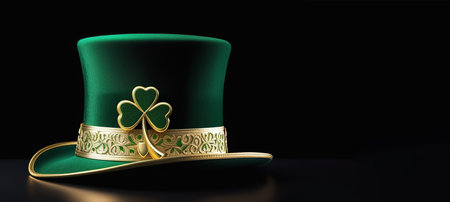 The green gnome hat is decorated with a 3D trefoil.の素材