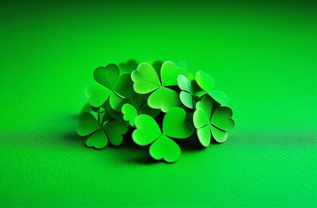 Shamrocks on a green background.の素材