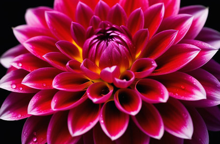 Close-up of a pink chrysanthemum on black.の素材