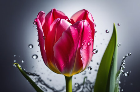 Tulip in droplets of water.の素材