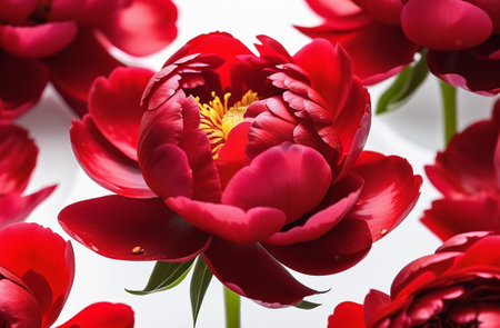 Close-up of a red peony.の素材