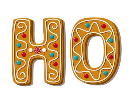 Christmas gingerbread HO phrase. Homemade sweets. Vector illustrationのイラスト素材