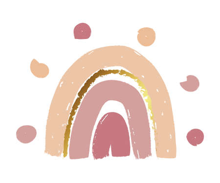 Scandinavian Abstract Rainbow wall art print. Minimalist powdery pink wall art poster. Geometric shapes for the nursery. Vector illustrationのイラスト素材