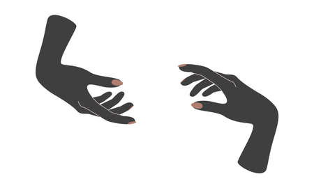 Alchemy esoteric magic celestial talisman with witchcraft hands sacred geometry. Spiritual occultism object. Vector illustrationのイラスト素材