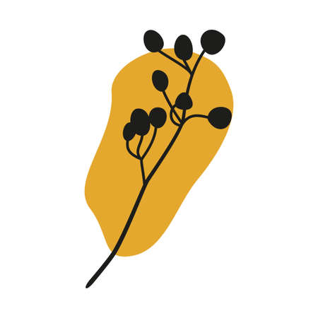 Foliage and branch silhouette with abstract shape. Abstract Plant Art design for Botanical wall art. Vector illustrationのイラスト素材