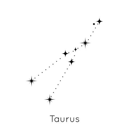 Zodiac constellation sign Taurus. Celestial Astrological Horoscope symbol on white background. Vector Illustrationのイラスト素材