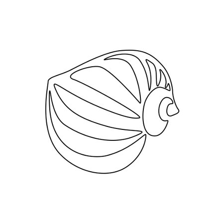 Sea snail shell. Continuous one line drawing of mollusk seashell in linear style. Simple minimalistic outline icon. Doodle Vector illustrationのイラスト素材