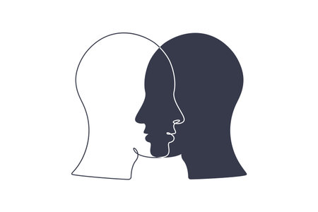 DPD Simple concept. Minimalistic Icon of human head with bipolar disorder or borderline personality...