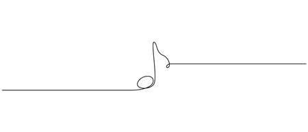 One continuous line drawing of musical single note. Minimalist  symbol of sound and music school in simple linear style. Editable stroke. Doodle vector illustrationのイラスト素材