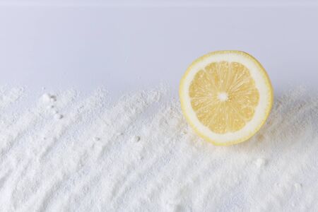 Lemon and baking soda for teeth cleaningの写真素材
