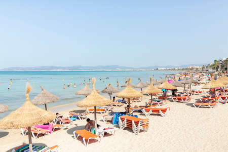 PALMA DE MALLORCA, SPAIN. JULY 21, 2019. La Platja de Palma is one of the best known by tourists, spectacular for water sports or just enjoying its sand.のeditorial素材