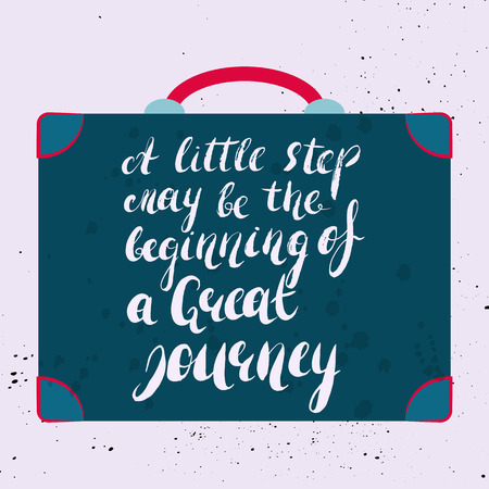 A little step may be the beginning of a great journey -  hand painted brush pen modern calligraphy with rough edges. Inspirational motivational quote isolatedのイラスト素材