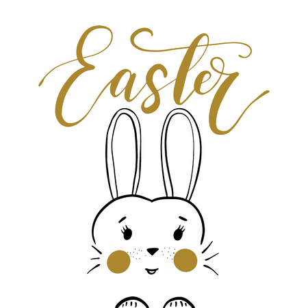 Easter holiday celebration. Easter handwriting lettering design for banner, poster, photo overlay, apparel design.のイラスト素材