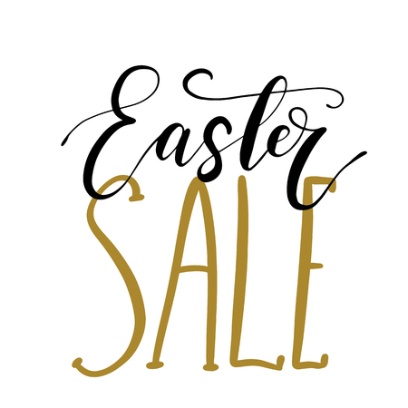 Easter holiday celebration. Easter sale handwriting lettering design for banner, poster, photo overlay, apparel design.のイラスト素材