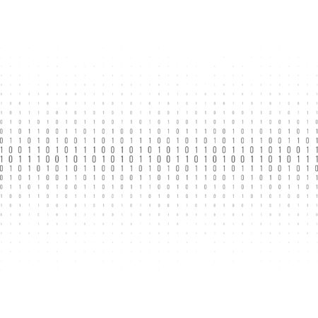 Binary code black and white background with two binary digits, 0 and 1 isolated on a white background. Halftone vector illustration.のイラスト素材