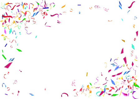 Abstract colorful flying confetti background. Isolated on the white background. Vector holiday illustration.のイラスト素材