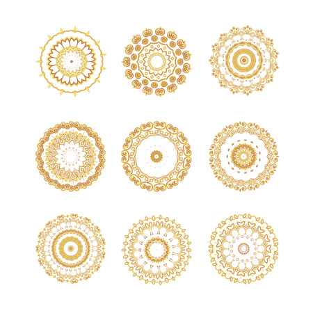 Vintage golden pattern for the cards,  invitations, book page decoration, lace, prints and decorative label design with Islam, Arabic, Indian or ottoman motifs.のイラスト素材