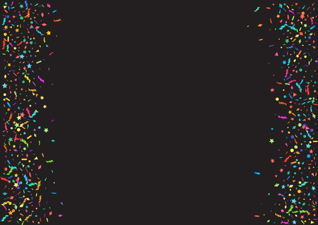 Abstract colorful confetti background. Isolated on the black. Vector holiday illustration.のイラスト素材