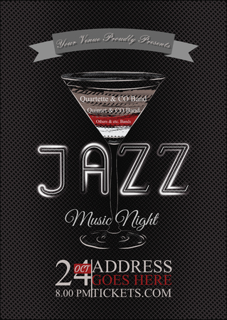 Vector jazz, rock or blues music poster template. Abstract griddy background for card, flyer, leaflet, brochure, banner, web design.のイラスト素材