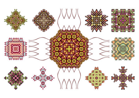 Ethnic cultural identity symbols for the page decoration. Vector illustration. Isolated on the white background.のイラスト素材