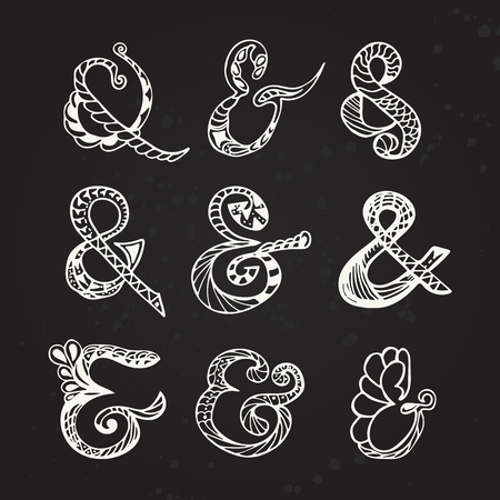 Set of hand sketched ampersands. Vector illustration.のイラスト素材