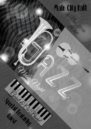 Vector jazz or blues music poster template. Abstract background for card, flyer, leaflet, brochure, banner, web design.のイラスト素材