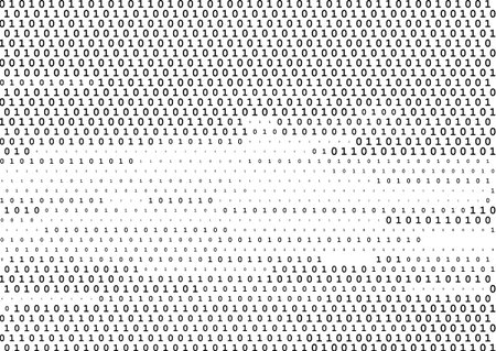 Stream line binary code black and white background with two binary digits 0 and 1 isolated on a white background. Computer coding, hacker, encryption concept. Halftone vector illustration.のイラスト素材