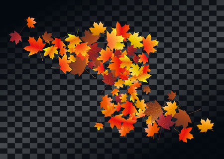 Abstract autumnal background with flying maple leaves. Fall .のイラスト素材