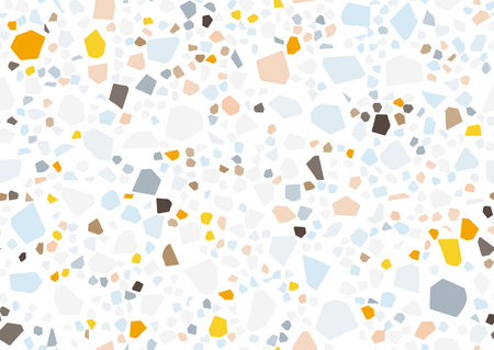 Abstract flat terrazzo seamless for textile design. Seamless background pattern. Vector vintage fashion illustration. Bright pastel colors.のイラスト素材