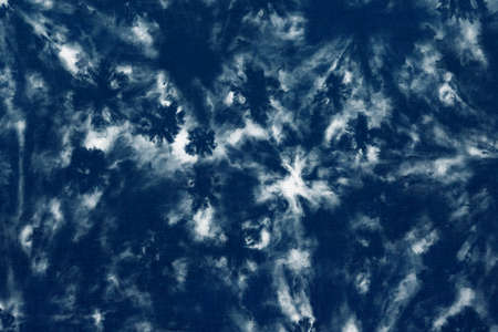 Indigo Blue Shibori Tie dye fabric texture pattern. White and Blue colors.の写真素材