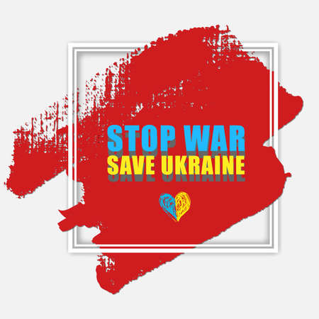 Stop War Save Ukraine concept. Brush stroke in frame posterのイラスト素材