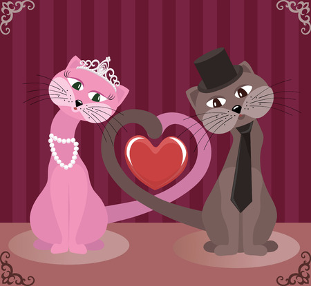 Love cats  Scenic illustration of March Cats  Graceful background  Retro style のイラスト素材