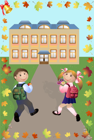 Children go to school illustration のイラスト素材