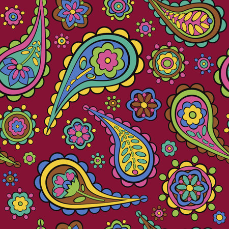 Seamless vector pattern with paisleyのイラスト素材