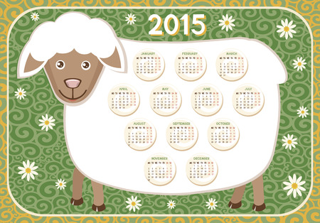 Calendar 2015 Year of sheepのイラスト素材